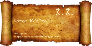 Korom Károly névjegykártya